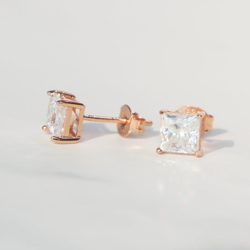 Princess Cut Moissanite Stud Earrings