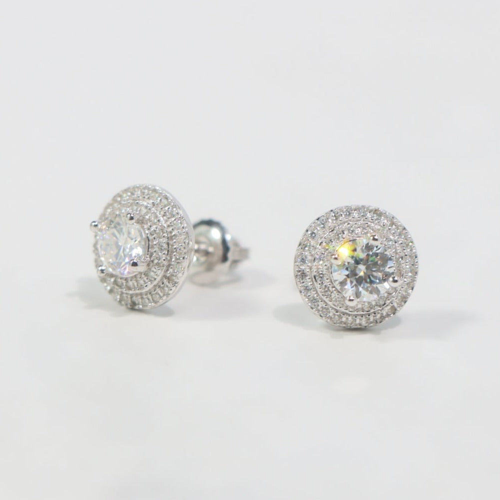 Moissanite Halo Stud Earrings