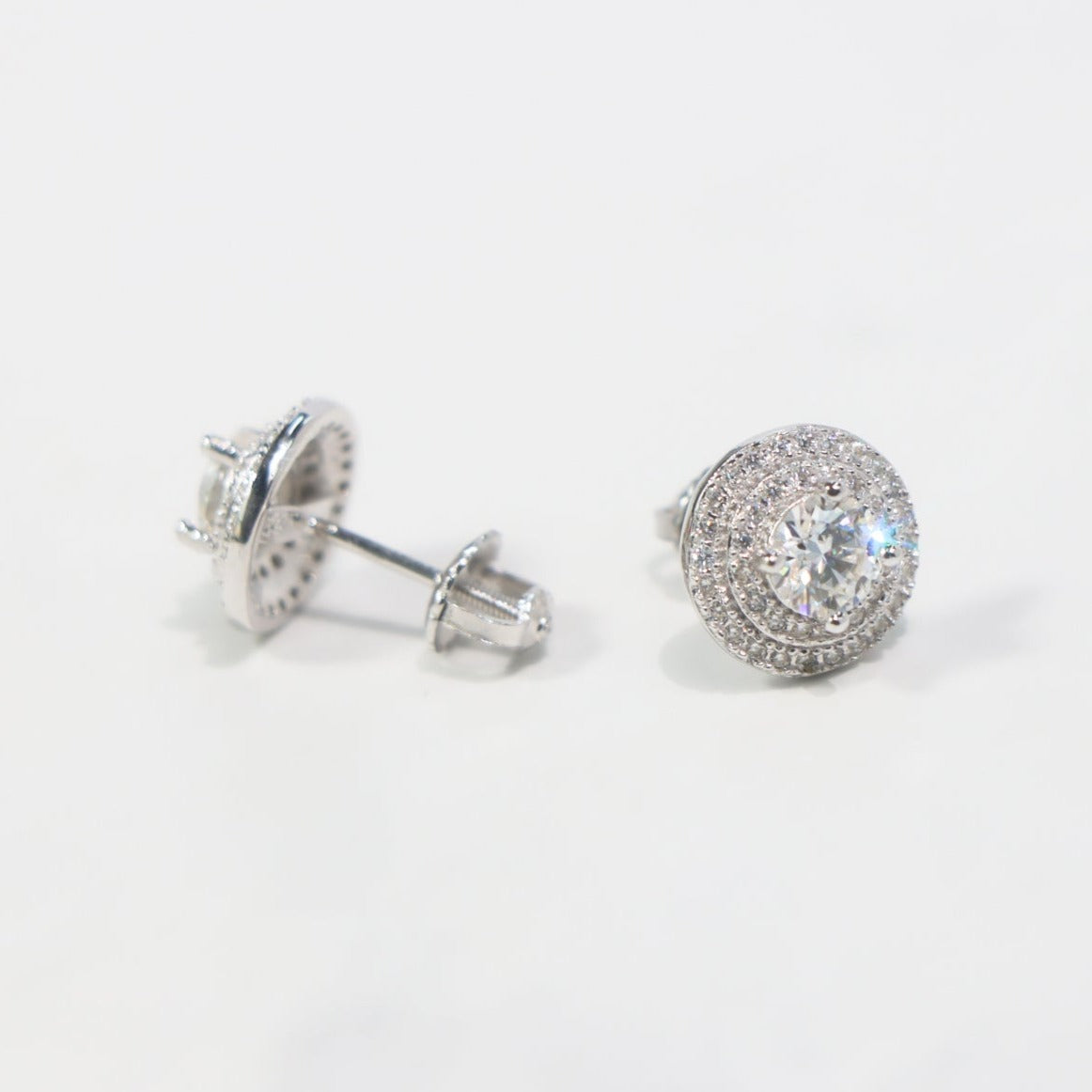 Moissanite Halo Stud Earrings