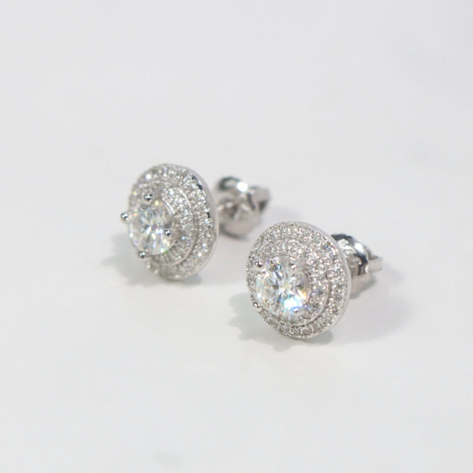 Moissanite Halo Stud Earrings