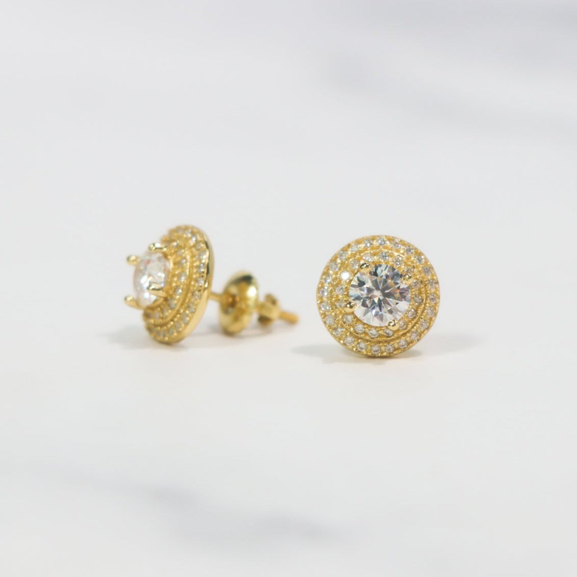 Moissanite Halo Stud Earrings