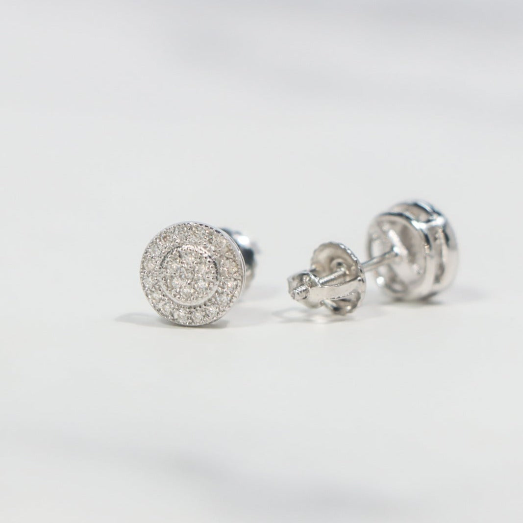 Round Pave Moissanite Stud Earrings