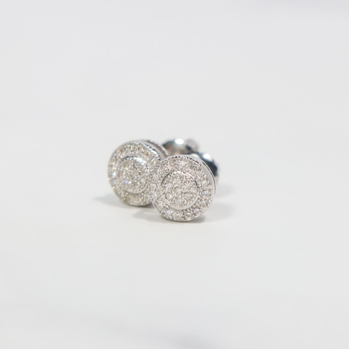 Round Pave Moissanite Stud Earrings