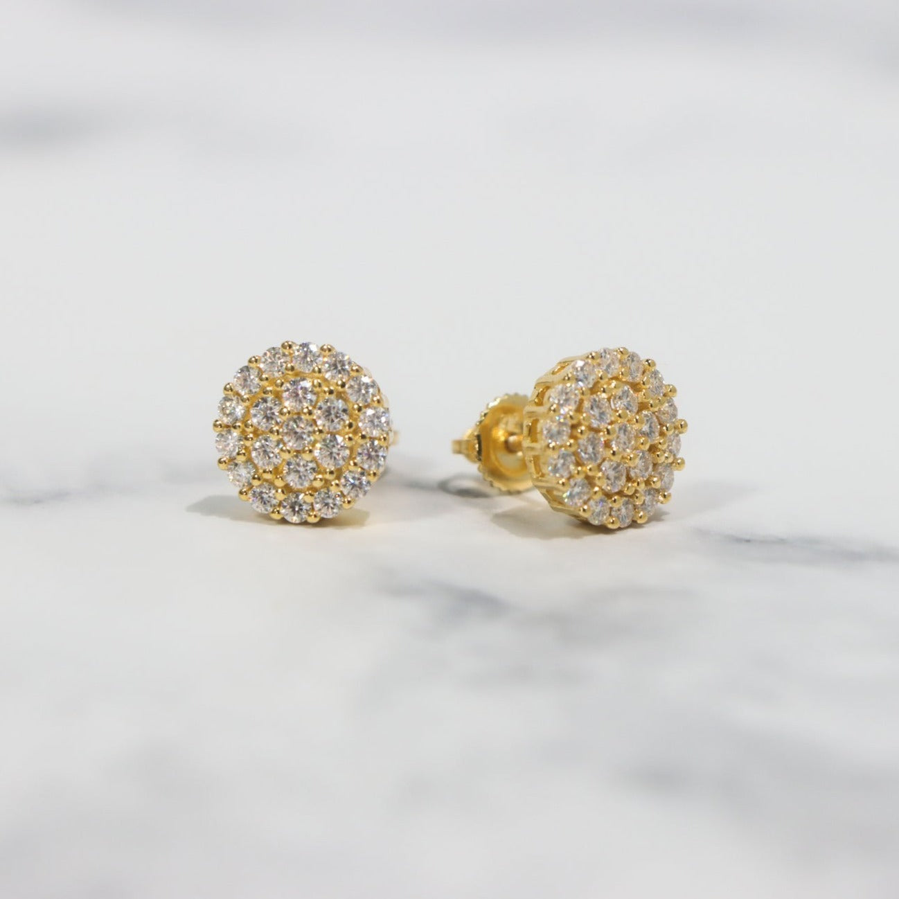 Round Pave VVS Moissanite Stud Earrings