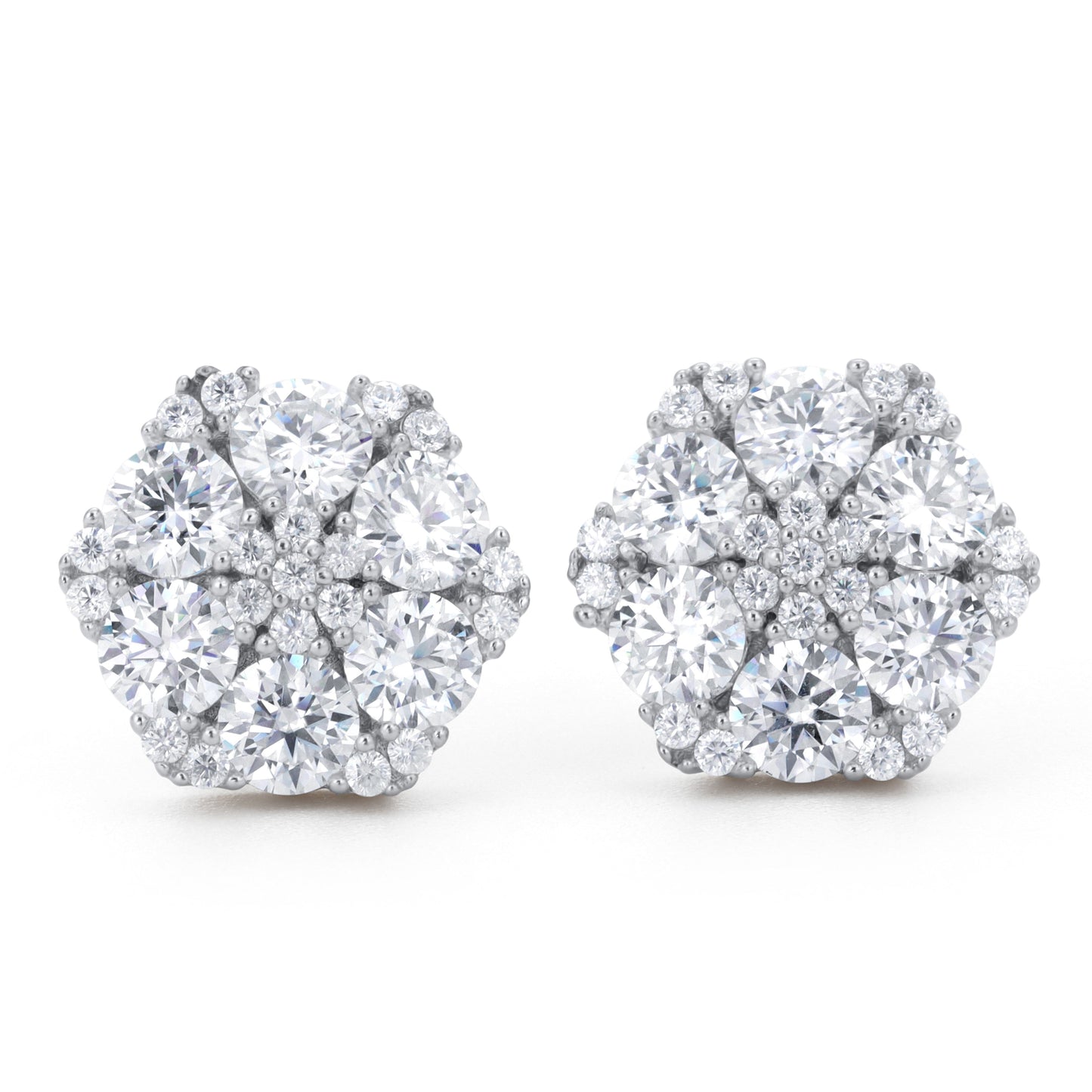 12mm Moissanite S925 Hexagon Stud Earrings