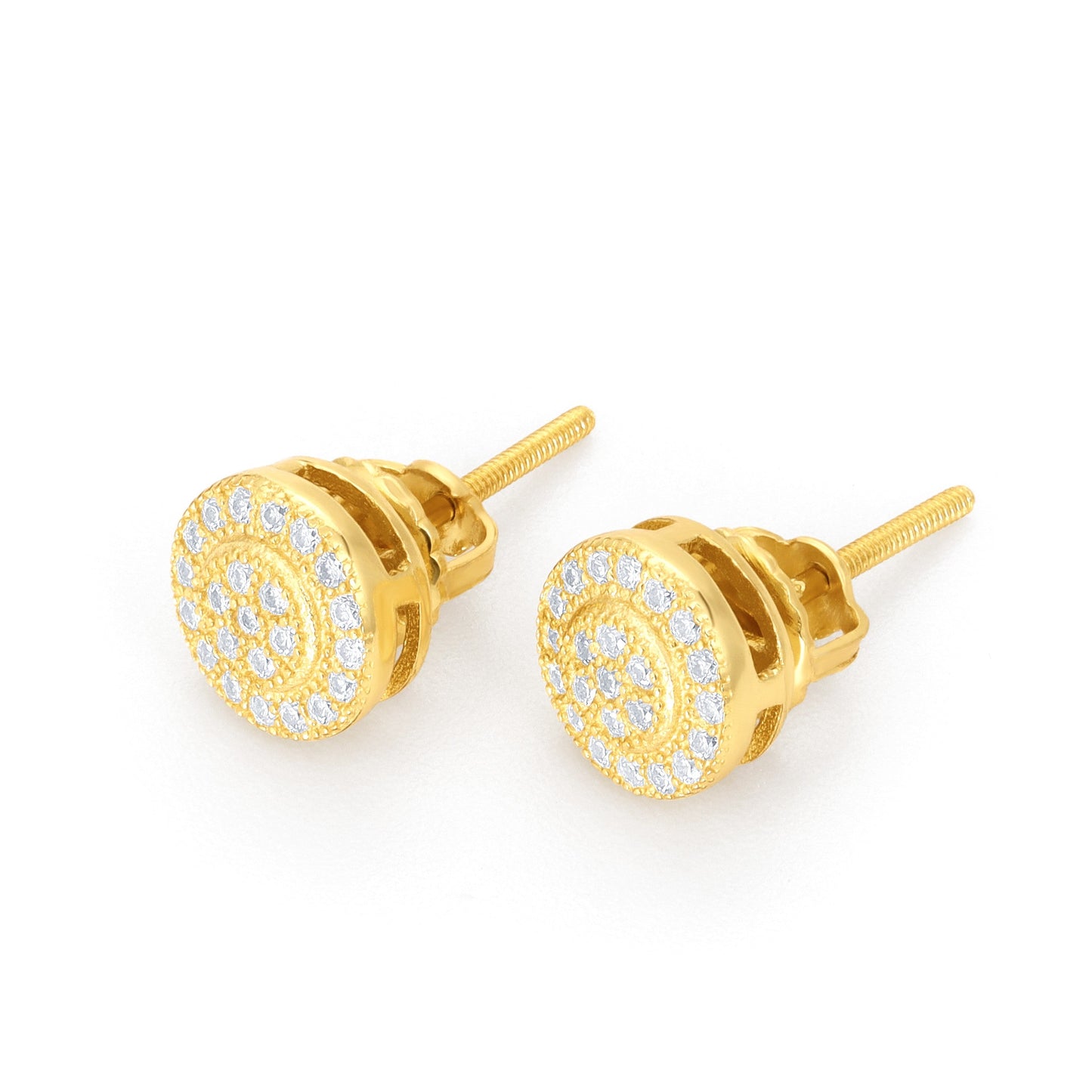 Round Pave Moissanite Stud Earrings