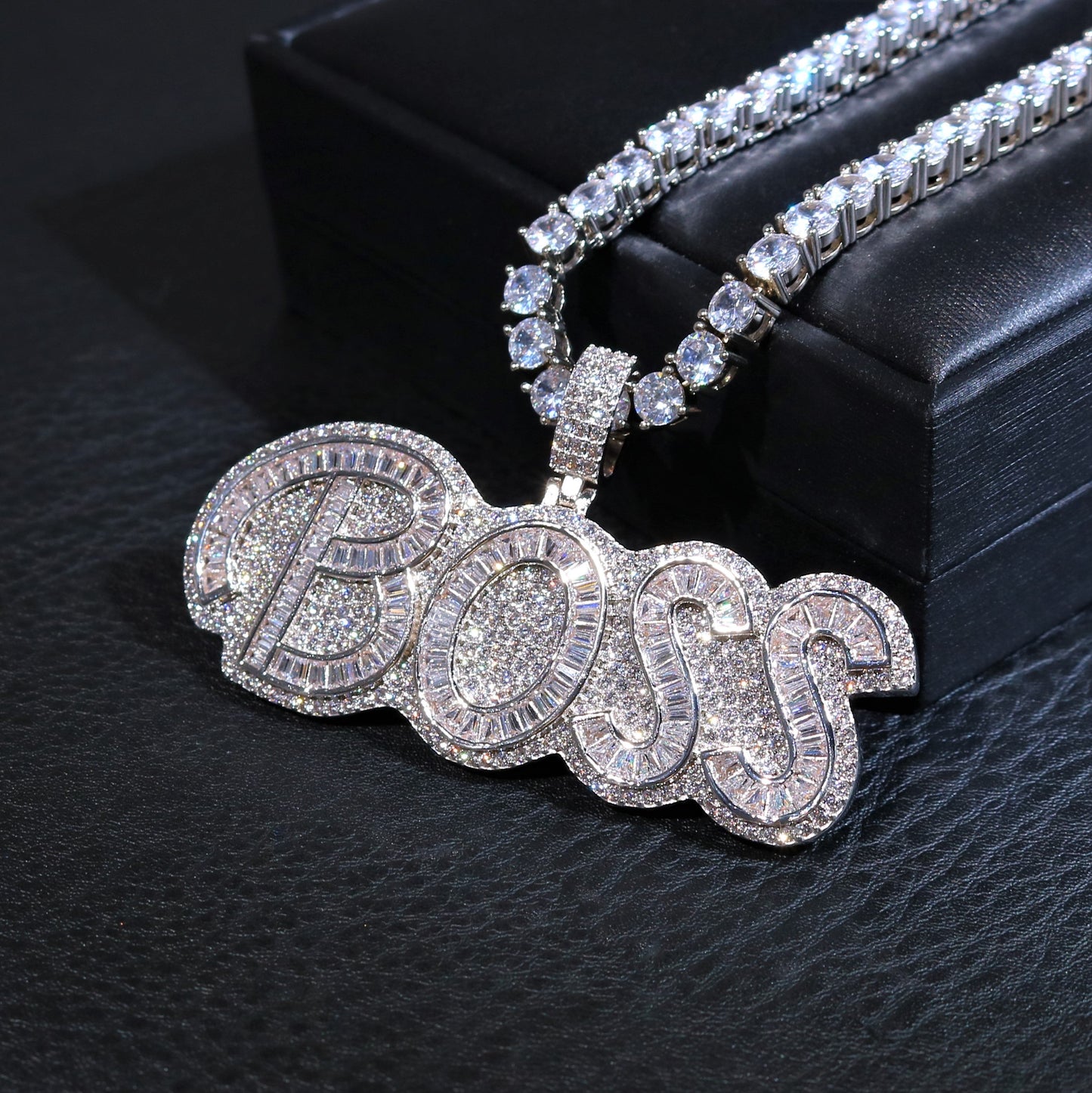 Iced Boss Pendant with Baguette Diamond