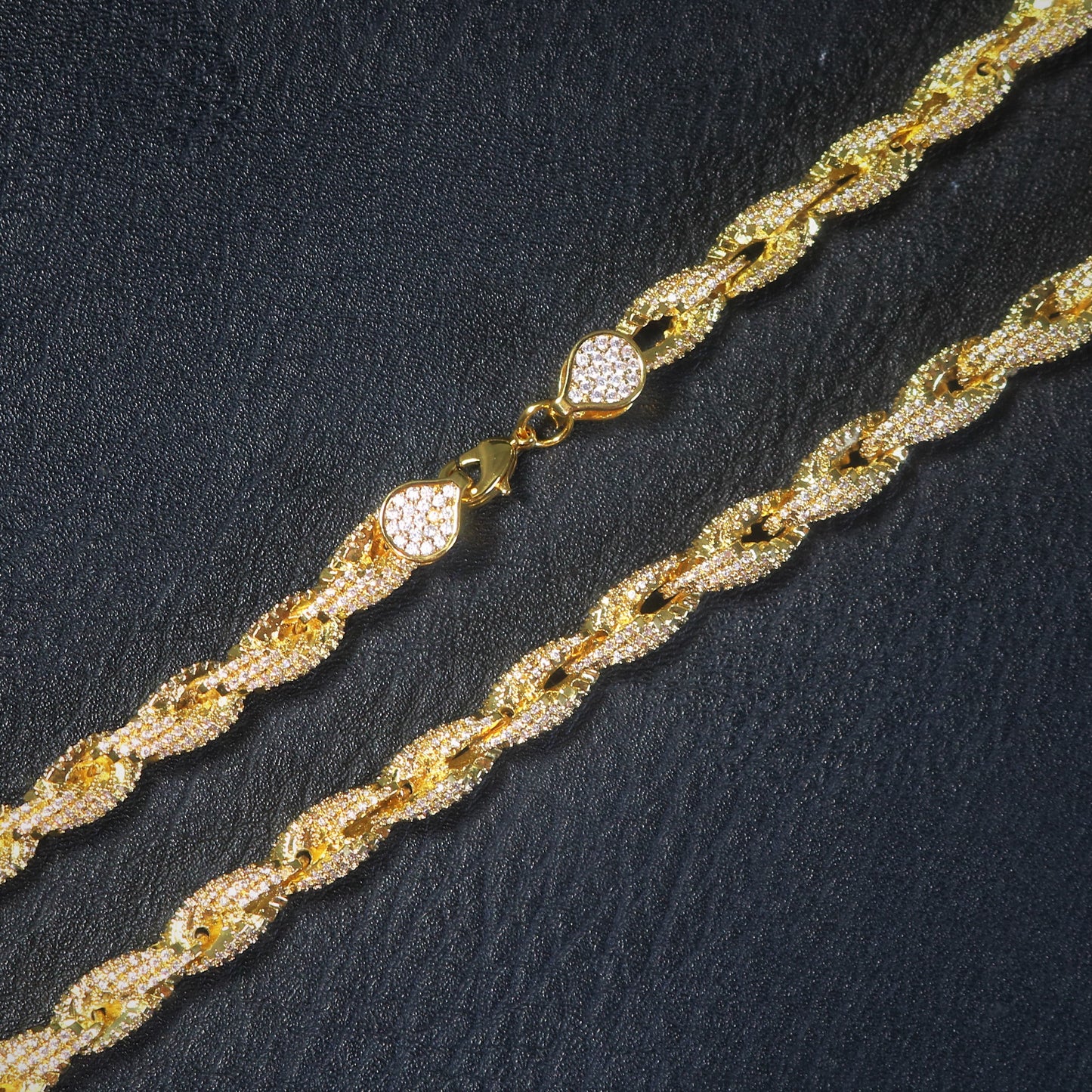 10mm Iced Rope Chain in Gold