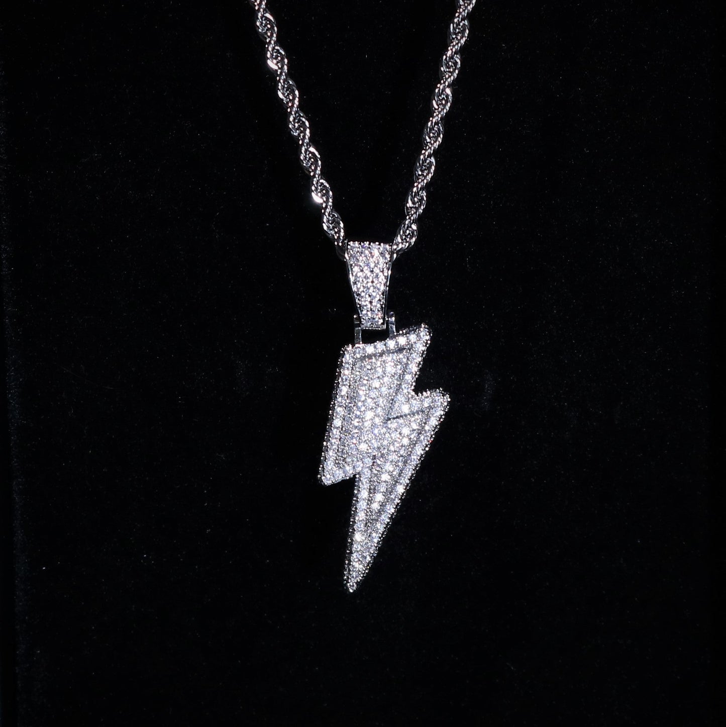 Iced Lightening Bolt Pendant