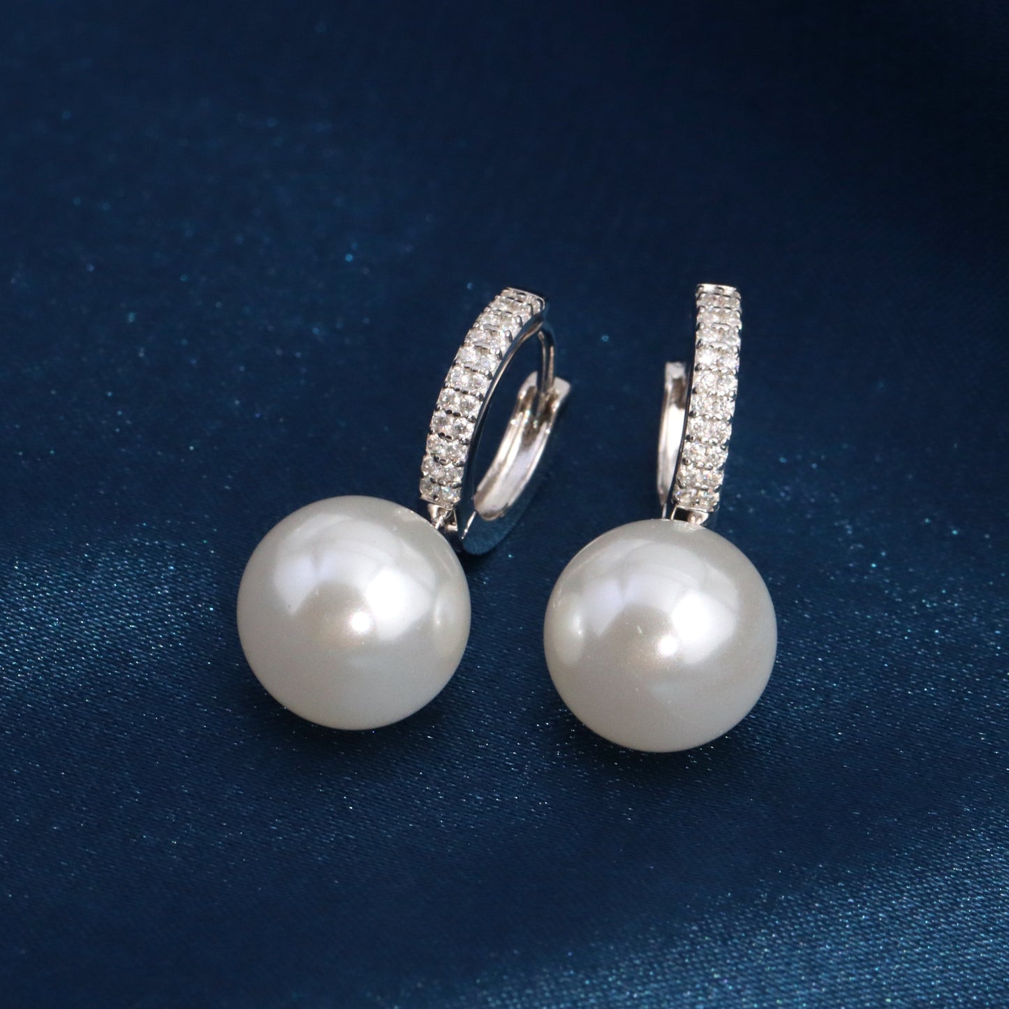 Diamond Pearl Hoop Earrings