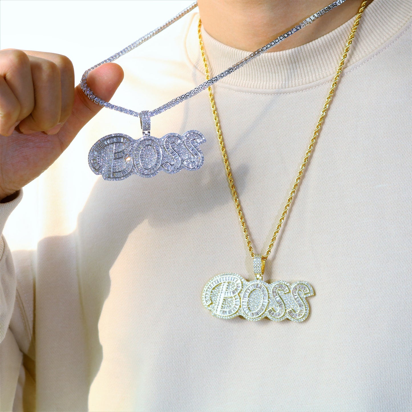 Iced Boss Pendant with Baguette Diamond