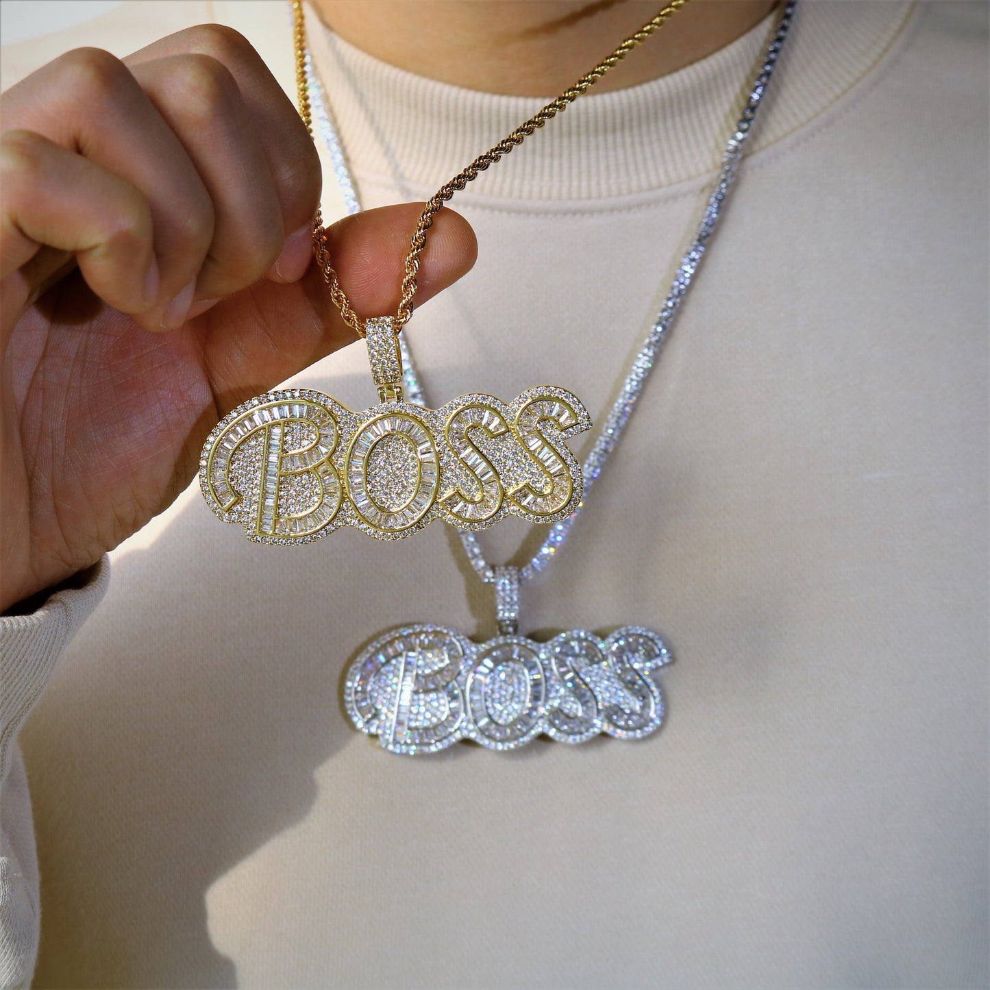 Iced Boss Pendant with Baguette Diamond