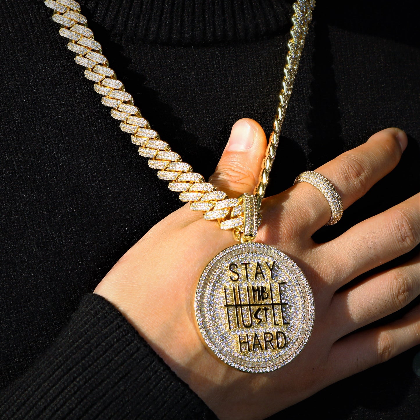 Stay Humble Hustle Hard Iced Pendant