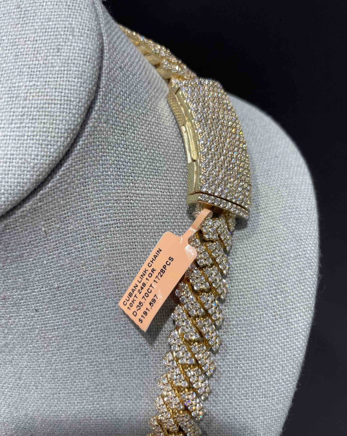 10k Two Tone Iced Out Cuban Link Chain 36 cts VVS | 248 Grams