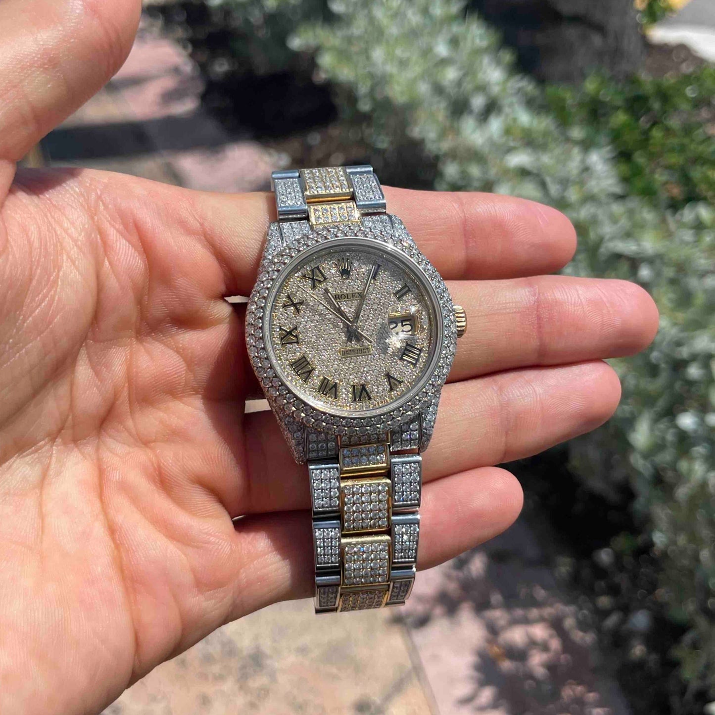 Yellow Two Tone VS1 Iced Rolex 36mm๐ | Roman Dial | Oysterband | 15cts
