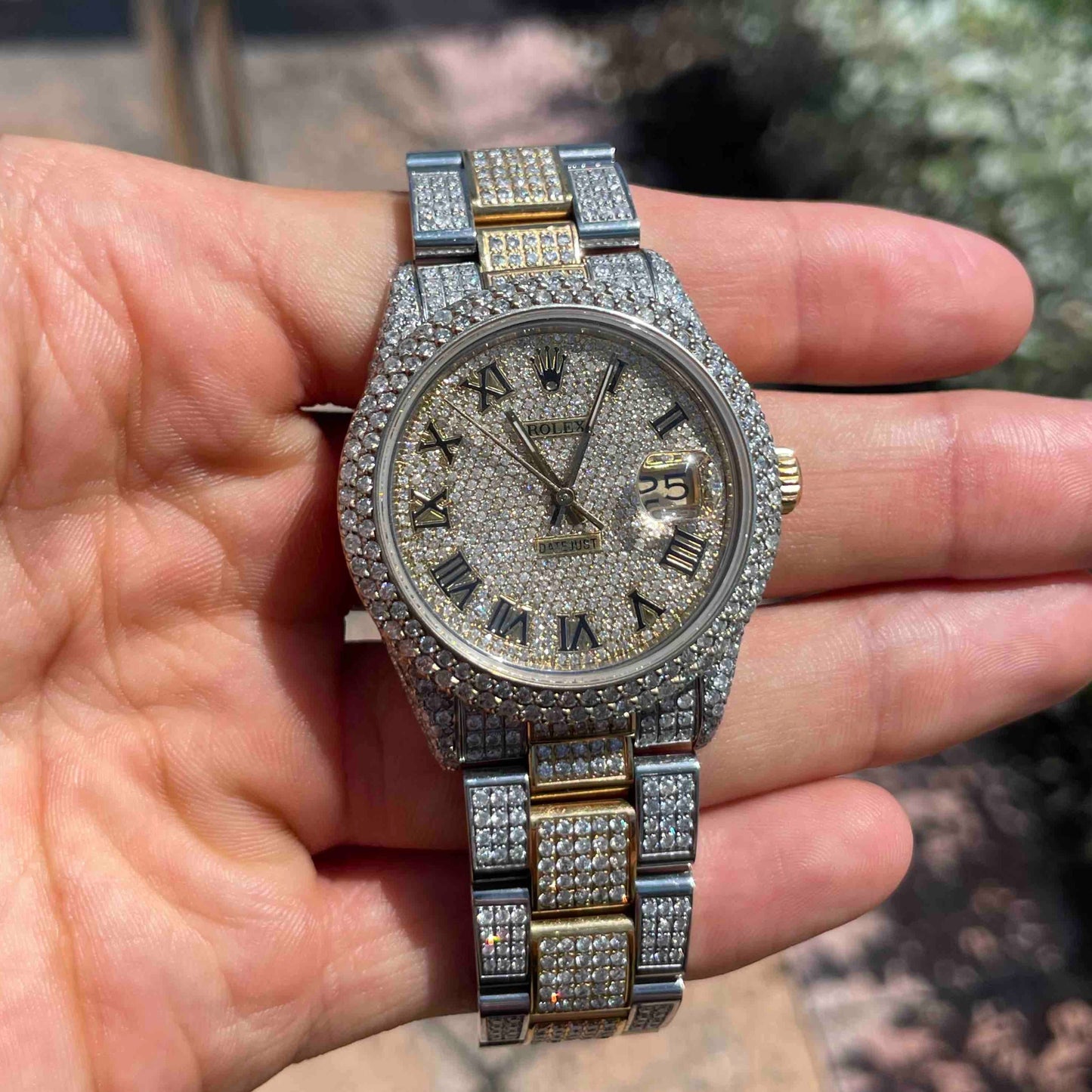 Yellow Two Tone VS1 Iced Rolex 36mm๐ | Roman Dial | Oysterband | 15cts
