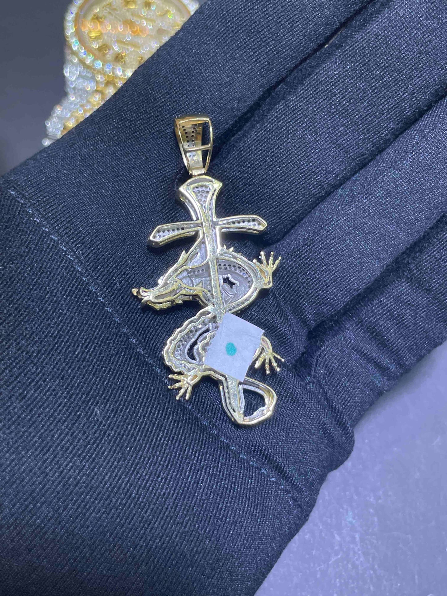 Iced Out Gold Snake Cross