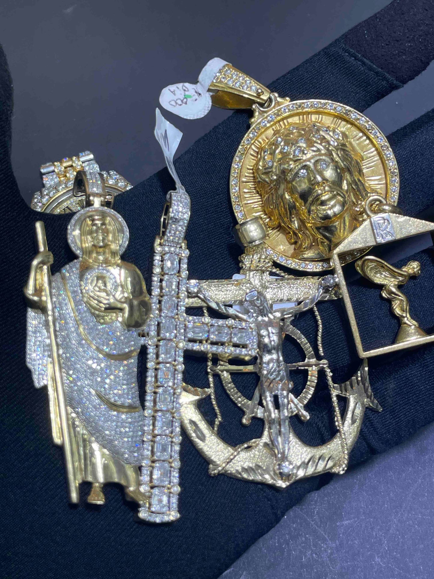 Gold Anchor Jesus Pendant