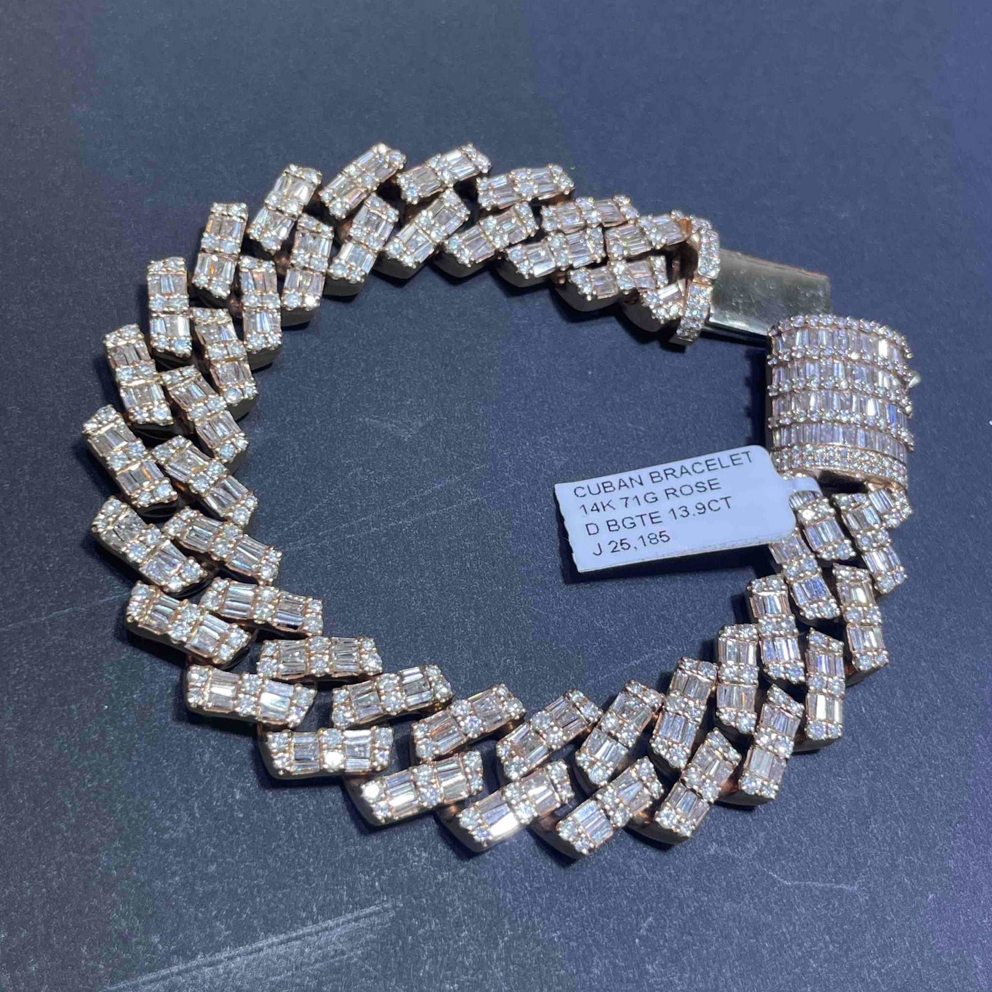 14k Bust Down Cuban Link Bracelet Baguette Diamonds | 71 Grams 14 ct