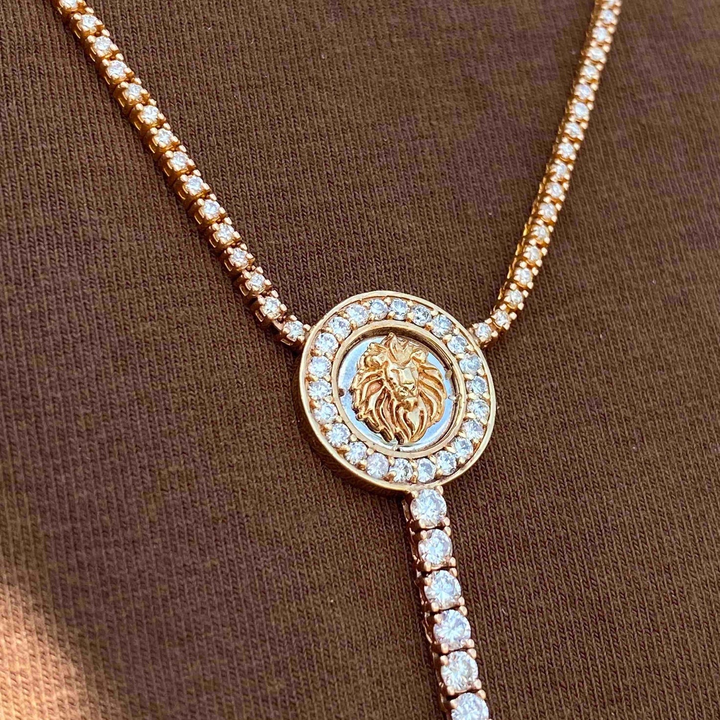 14k Diamond Iced Out Tennis Cross Chain
