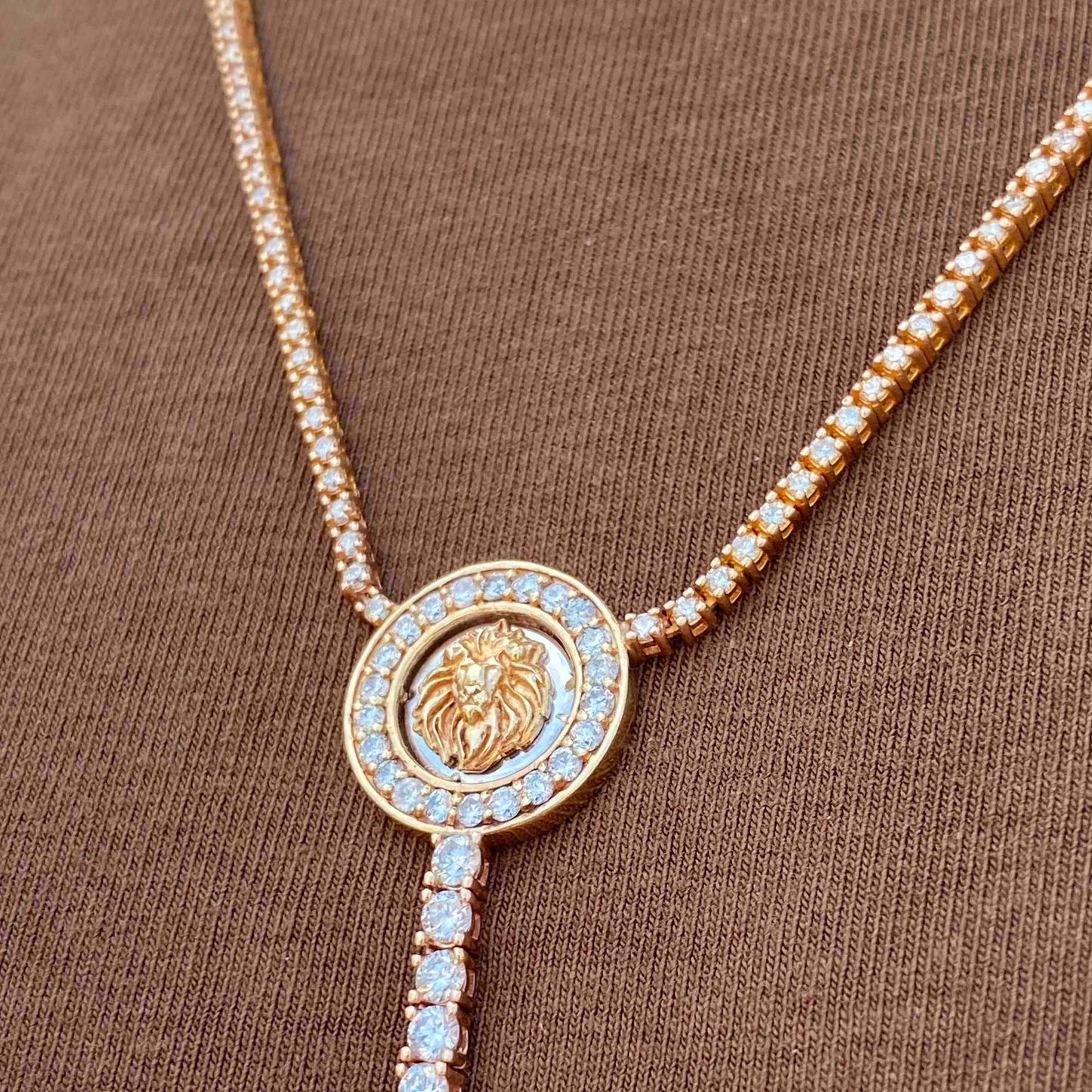 14k Diamond Iced Out Tennis Cross Chain