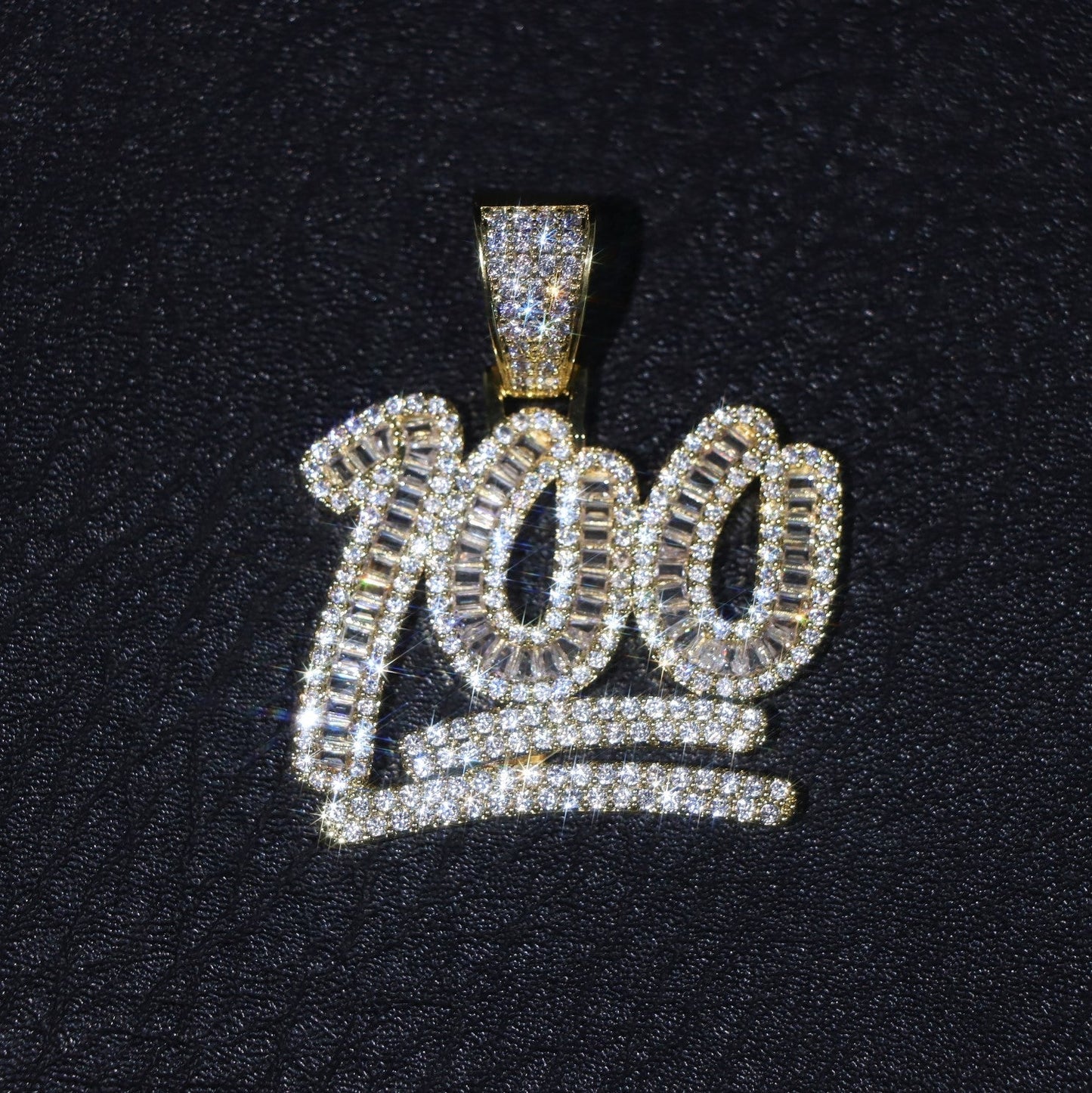 Baguette Moissanite 100 emoji Pendant