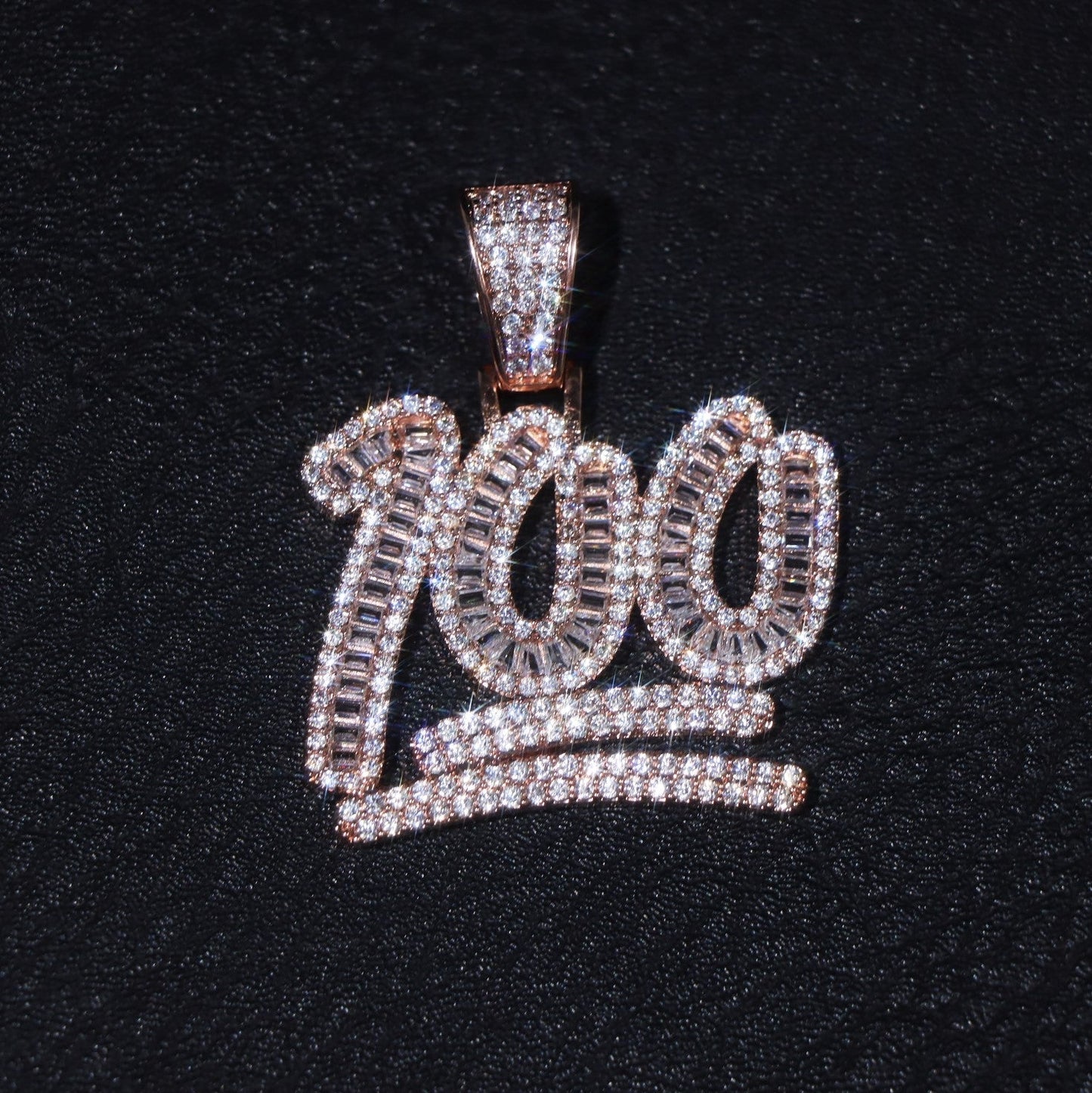 Baguette Moissanite 100 emoji Pendant