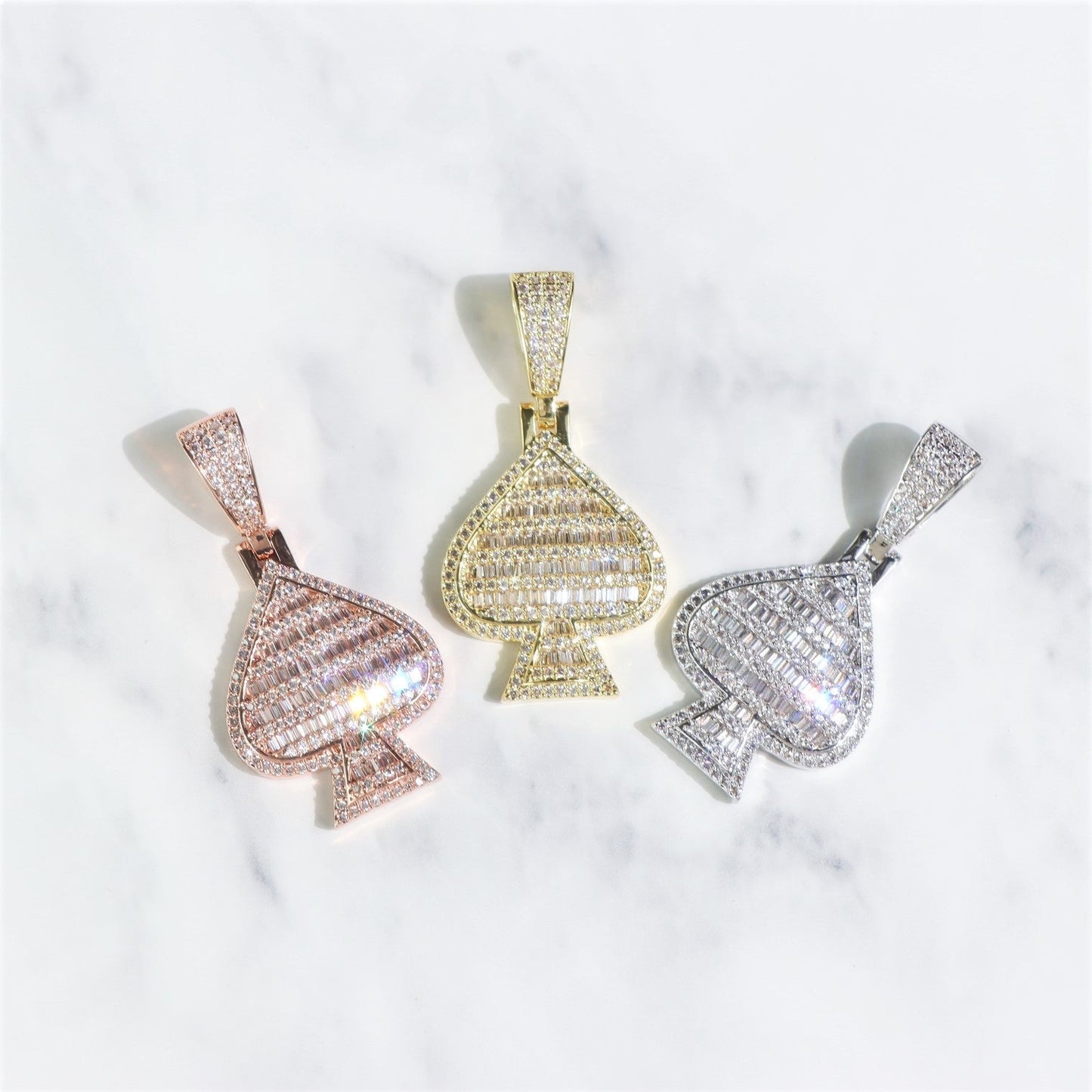 Baguette Moissanite Black Spade Pendant