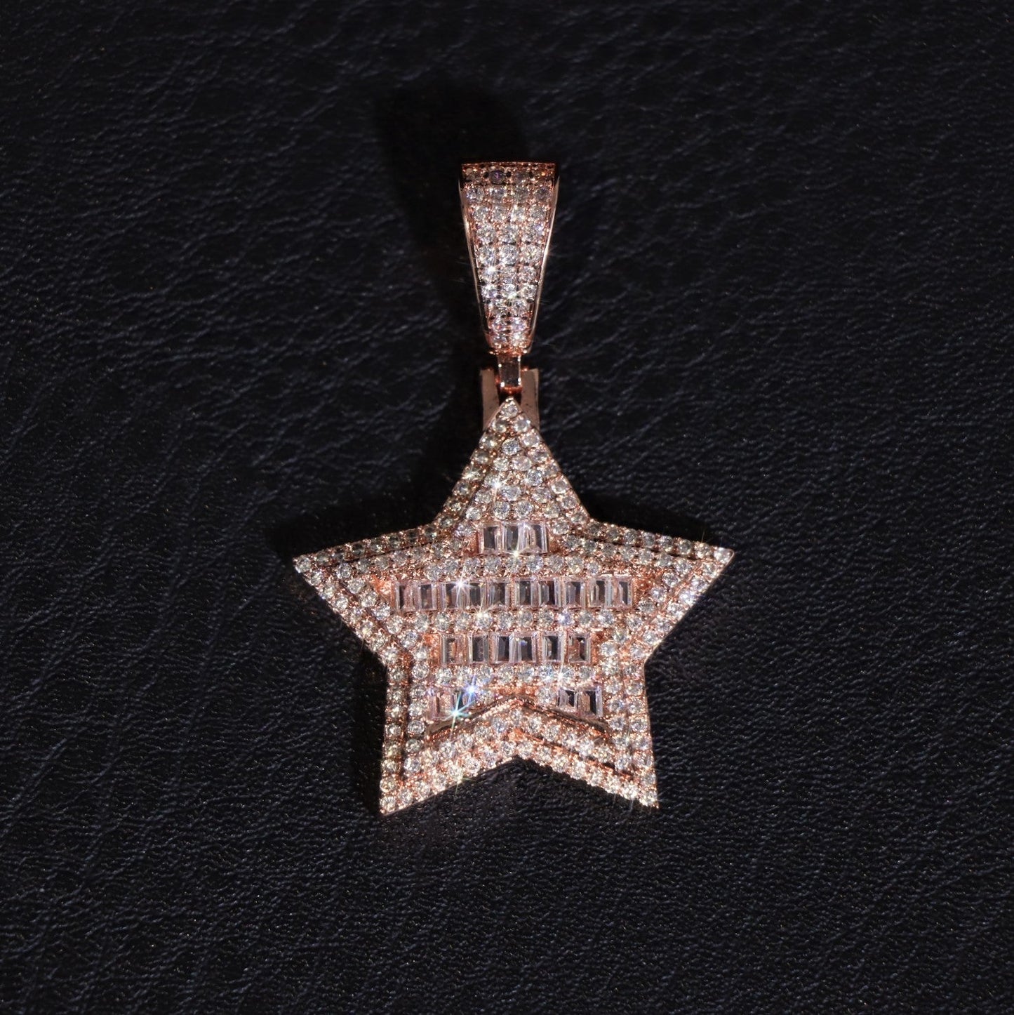 Baguette Moissanite Star Pendant