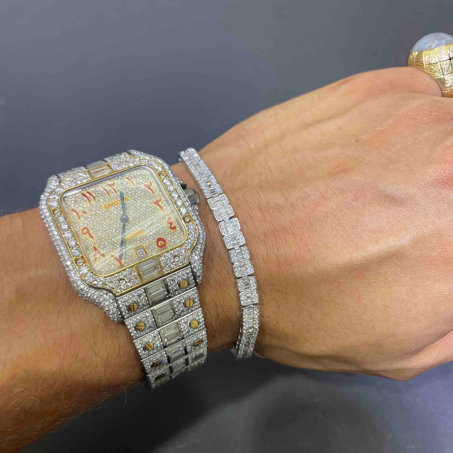Diamond 14k Baguette Bracelet Iced Out 17 Grams Natural π