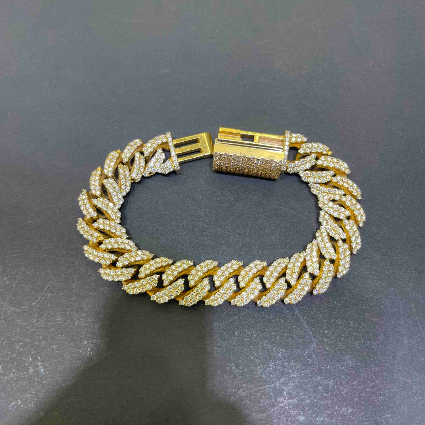 14k Iced Out Cuban Link Bracelet