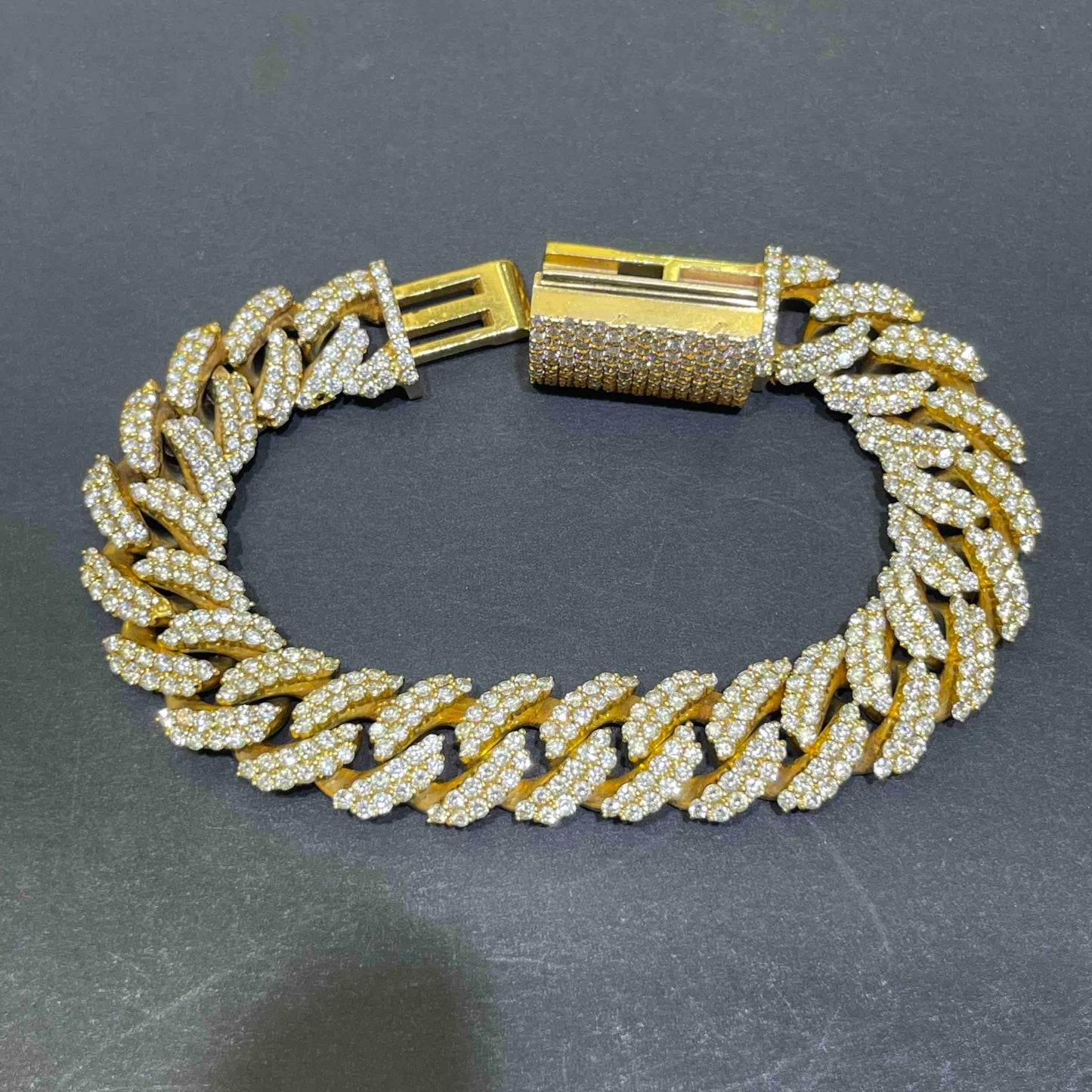 14k Iced Out Cuban Link Bracelet