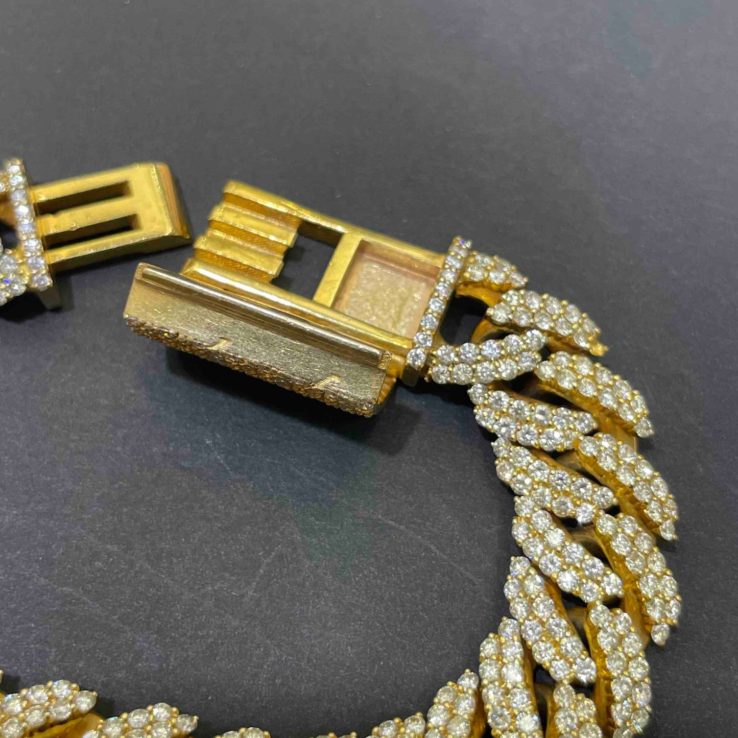 14k Iced Out Cuban Link Bracelet