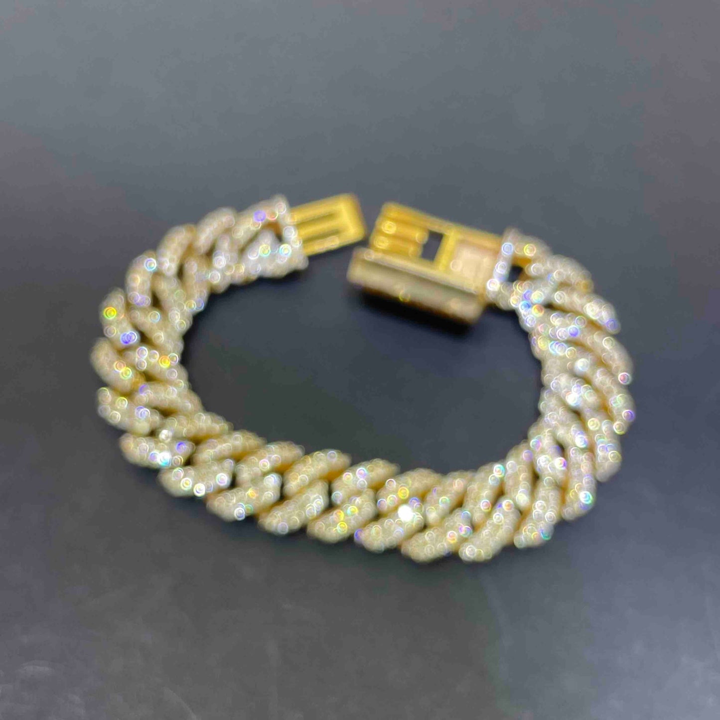14k Iced Out Cuban Link Bracelet