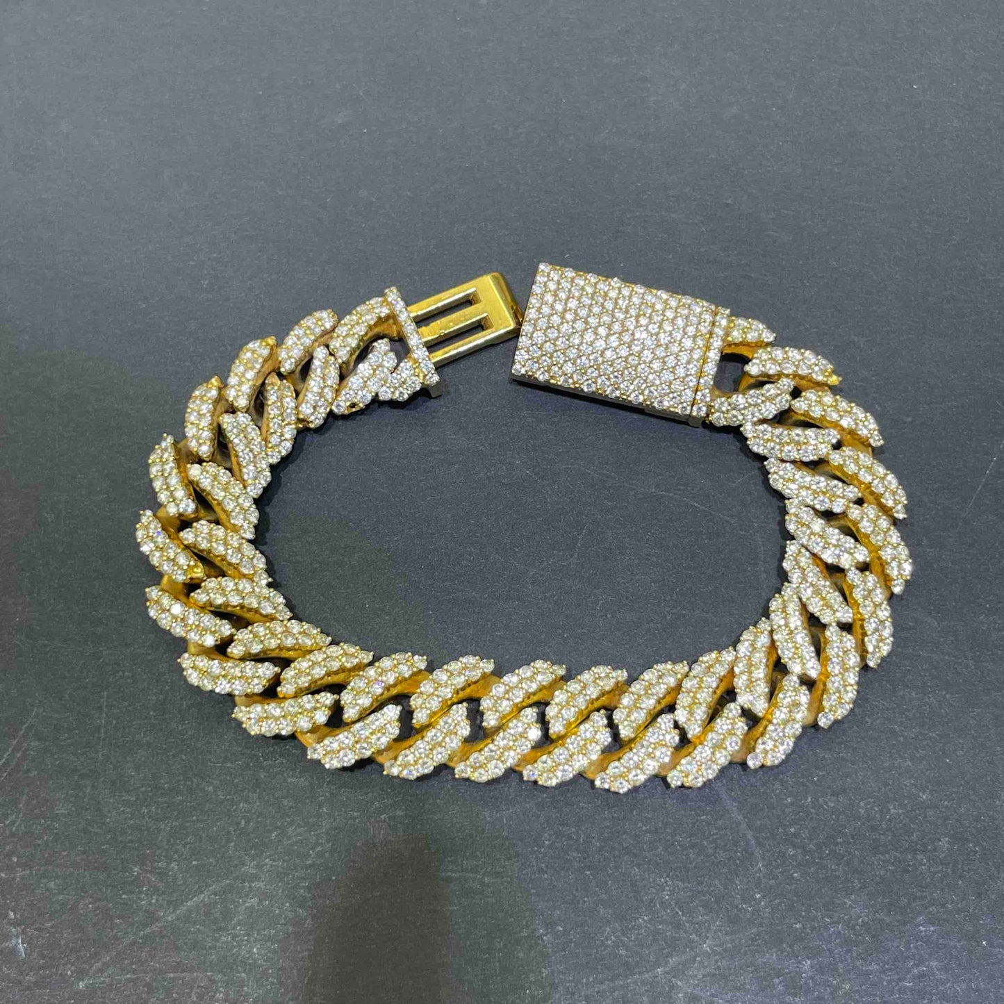 14k Iced Out Cuban Link Bracelet