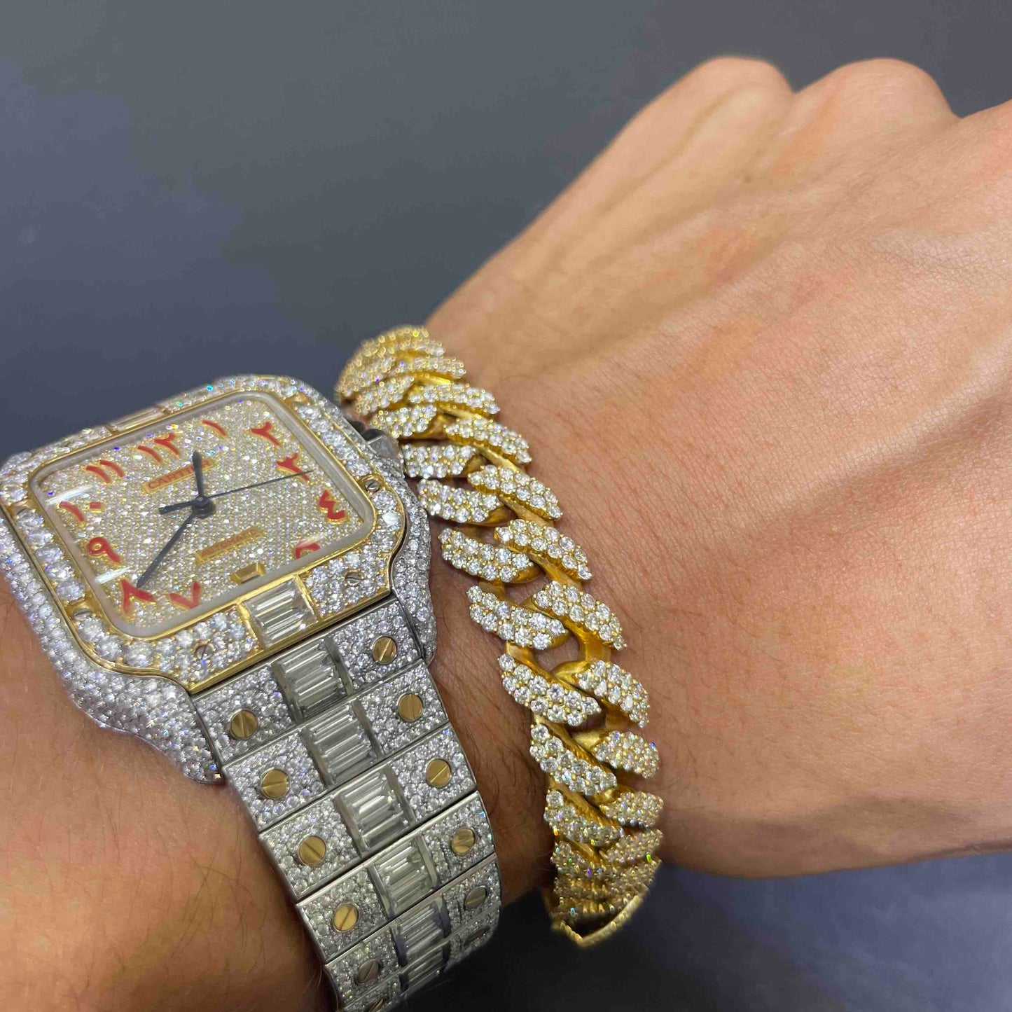 14k Iced Out Cuban Link Bracelet