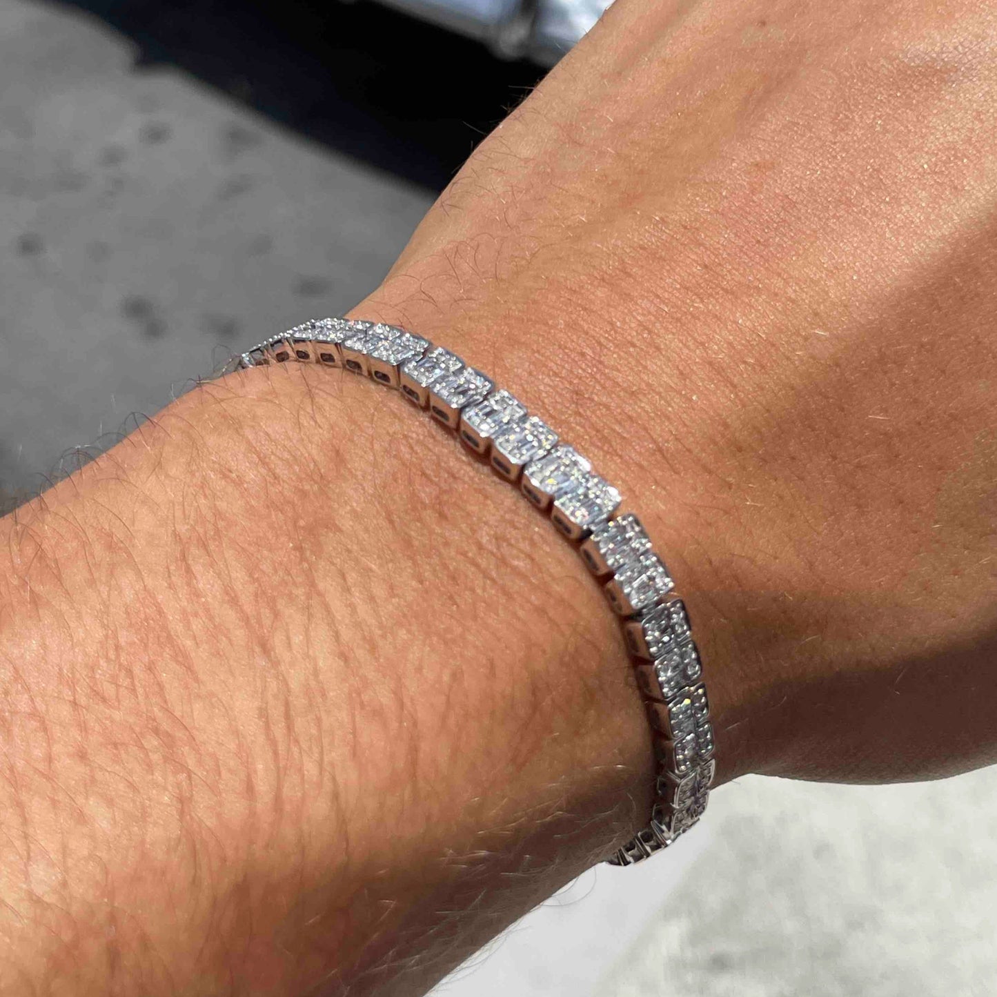 Diamond 14k Baguette Bracelet Iced Out 17 Grams Natural π