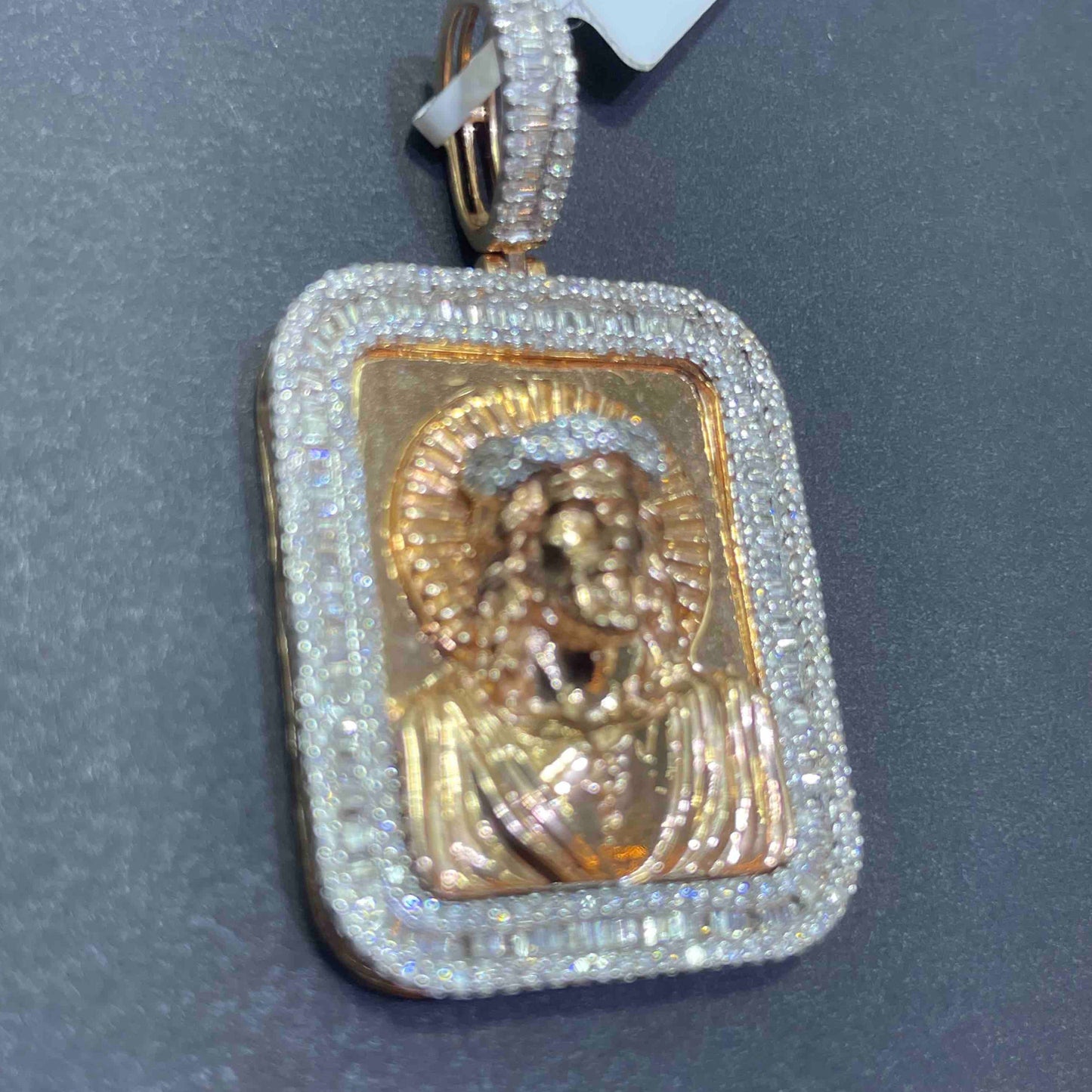 Iced Out Charm Rose Gold 14k Jesus Christ Charm 1.35 CT