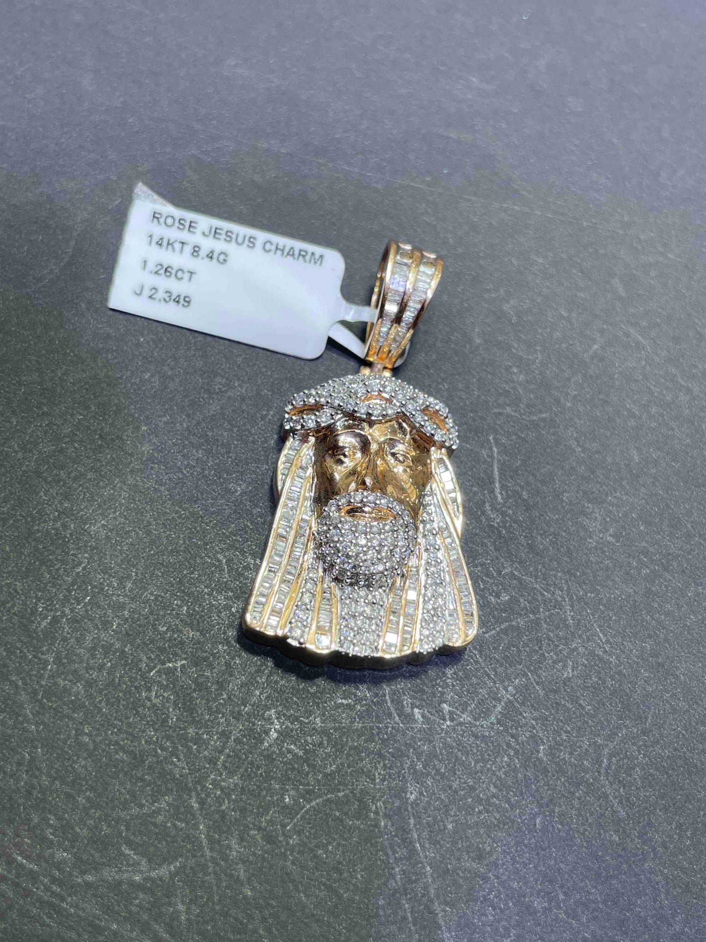 Rose Gold Jesus Charm Iced Out Cross