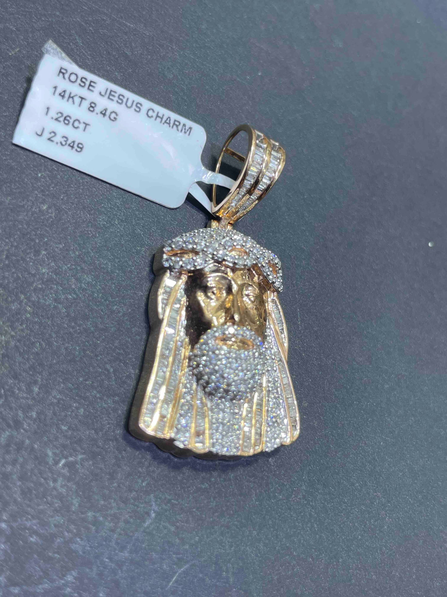 Rose Gold Jesus Charm Iced Out Cross