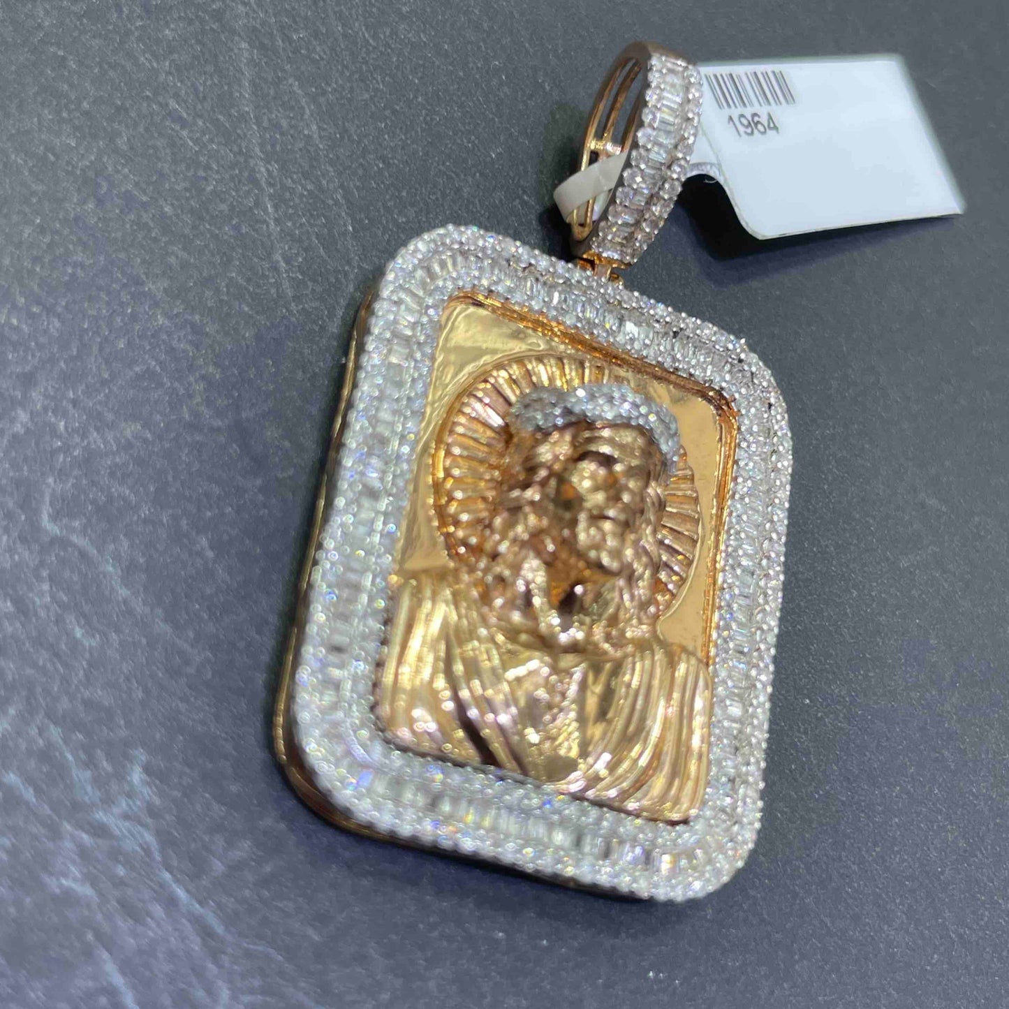 Iced Out Charm Rose Gold 14k Jesus Christ Charm 1.35 CT