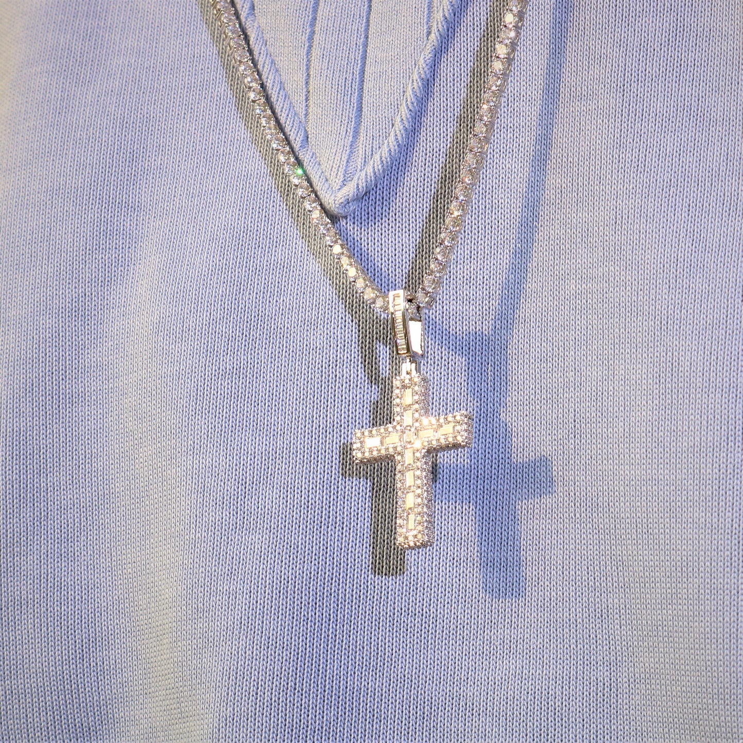 Baguette Cross Pendant Necklace