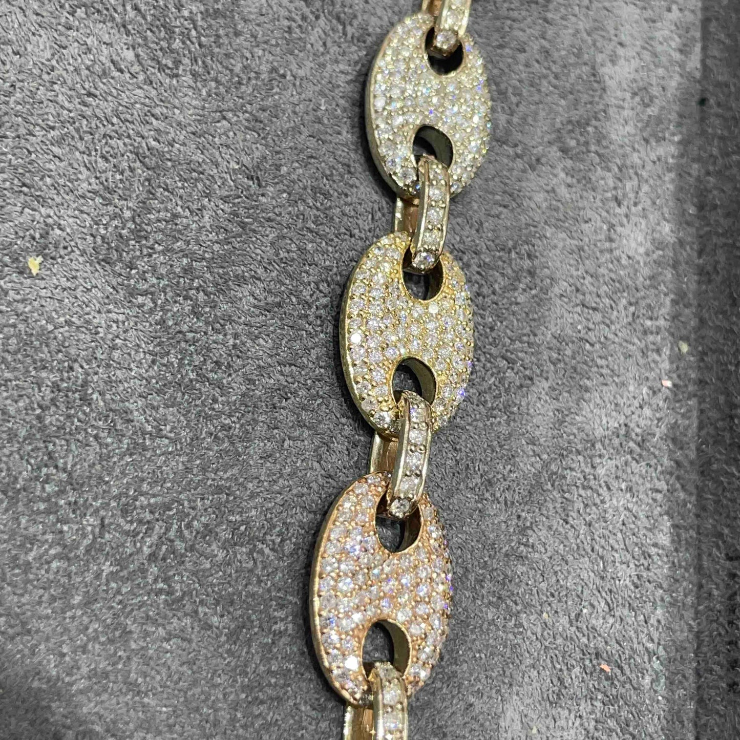 14k Tri-Color Gucci Link Chain Iced Bust Down | 29 cts | 153 G