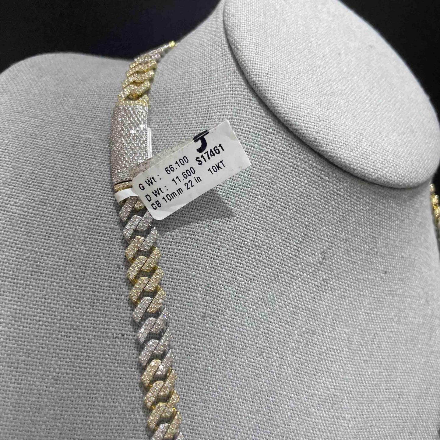 10k Two Tone 10MM Miami Cuban Link Chain Brand New
