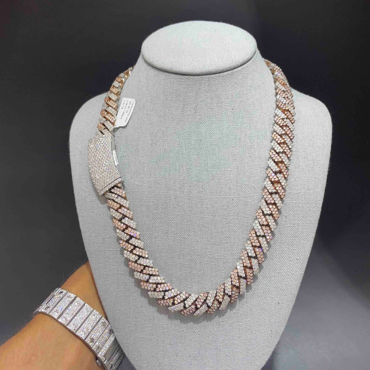 10k Two Tone Rose Bust Down Prong Cuban Chain | 301 Grams | 37 Cts