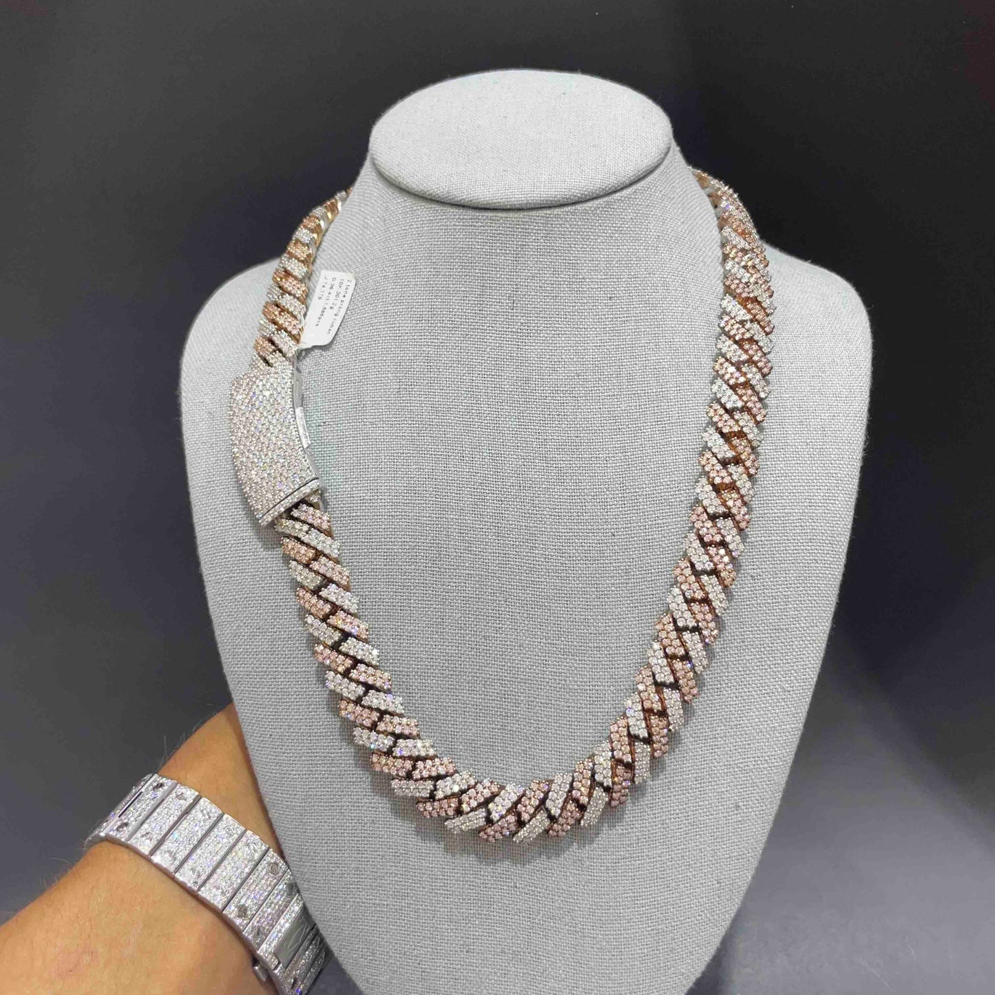 10k Two Tone Rose Bust Down Prong Cuban Chain | 301 Grams | 37 Cts