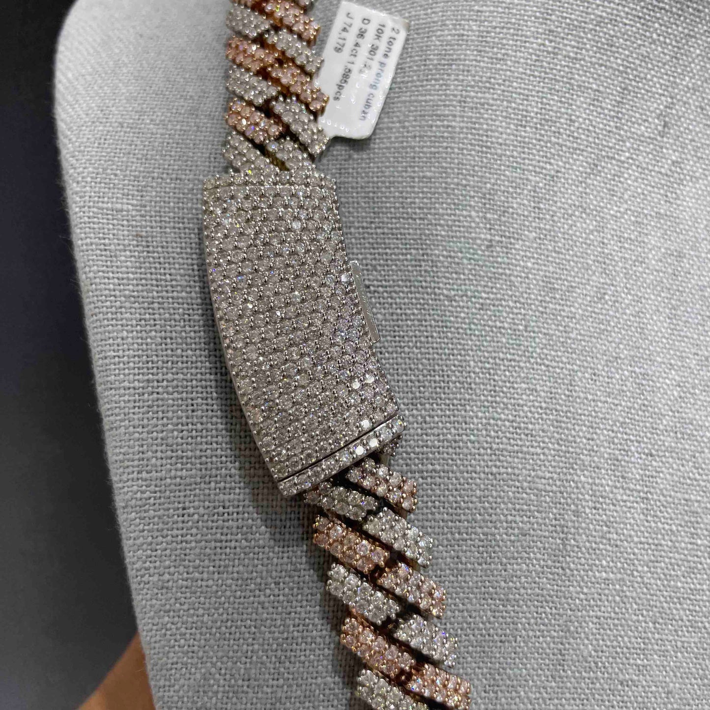 10k Two Tone Rose Bust Down Prong Cuban Chain | 301 Grams | 37 Cts