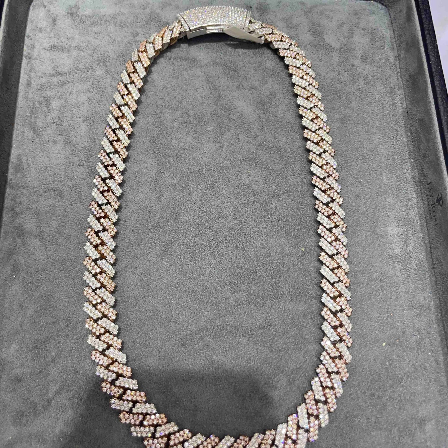 10k Two Tone Rose Bust Down Prong Cuban Chain | 301 Grams | 37 Cts