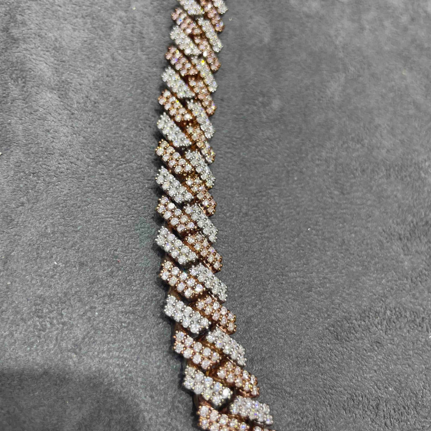 10k Two Tone Rose Bust Down Prong Cuban Chain | 301 Grams | 37 Cts