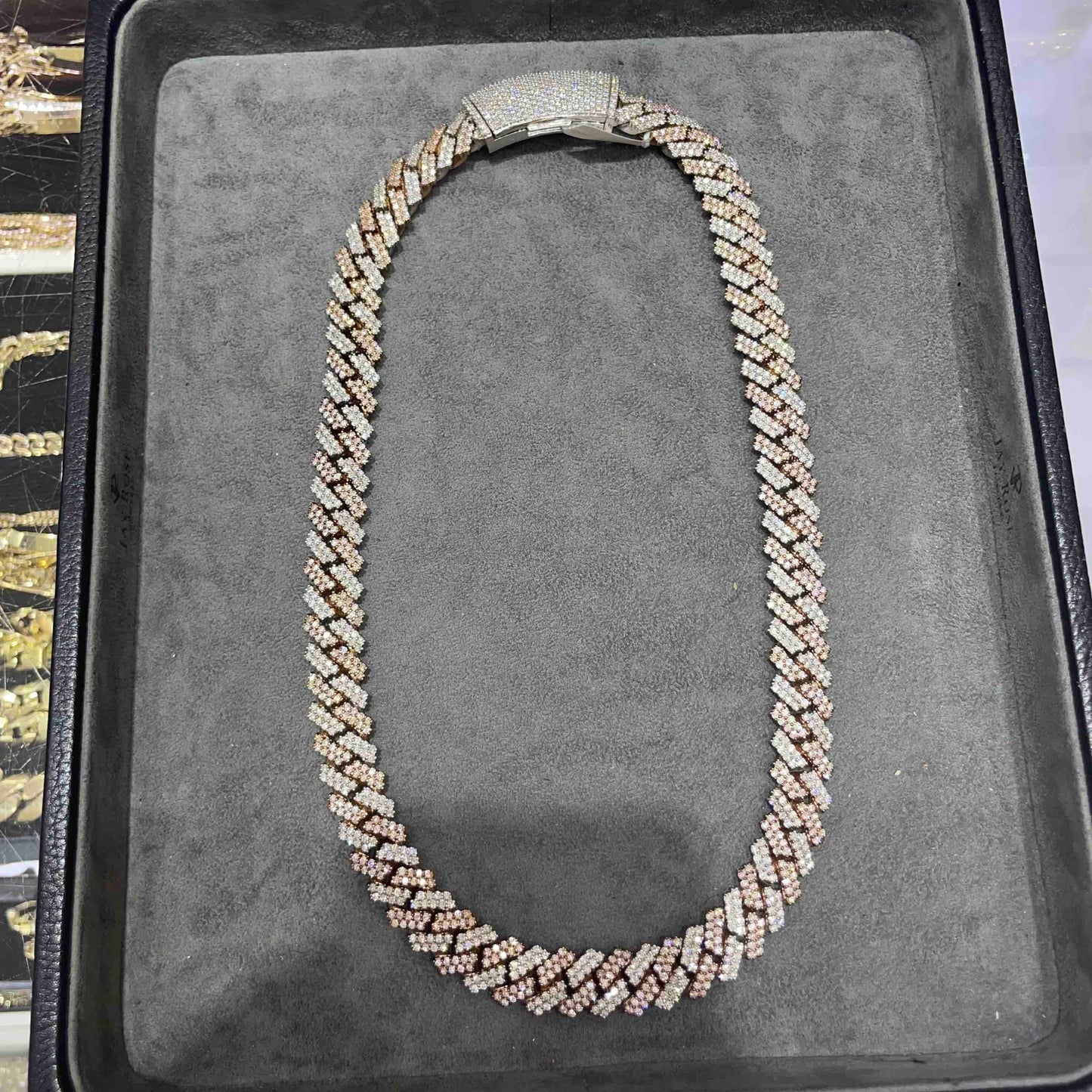 10k Two Tone Rose Bust Down Prong Cuban Chain | 301 Grams | 37 Cts